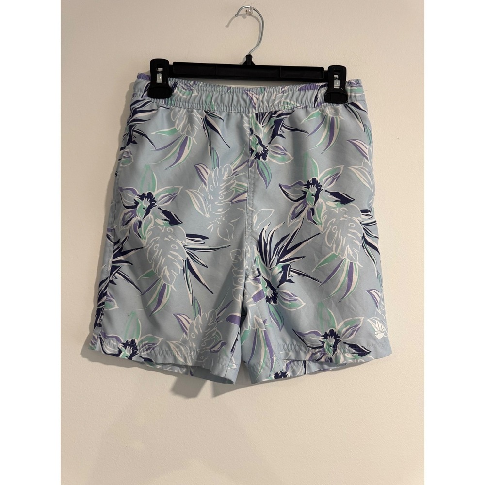 O'Rageous Floral Swim Trunks Boys Large Light Blue‎ Tropical Print shorts summer